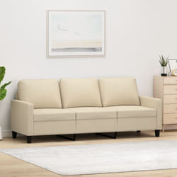 Divano a 3 Posti Crema 180 cm in Tessuto vidaXL 28623