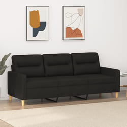 vidaXL Divano a 3 Posti Nero 180 cm in Tessuto