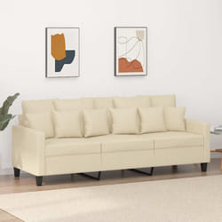 vidaXL Divano a 3 Posti Crema 180 cm in Tessuto