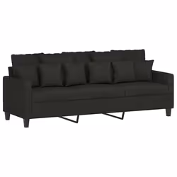 vidaXL Divano a 3 Posti Nero 180 cm in Tessuto - Vista aggiuntiva 2