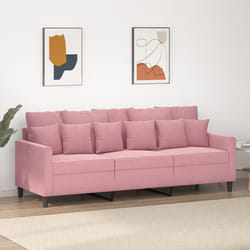 vidaXL Divano a 3 Posti rosa 180 cm in Velluto
