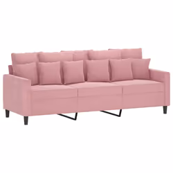 vidaXL Divano a 3 Posti rosa 180 cm in Velluto - Vista aggiuntiva 2