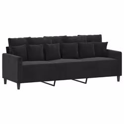 Divano a 3 Posti Nero 180 cm in Vellutocod mxl 83239 - Vista aggiuntiva 2