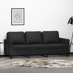 Vidaxl - Divano a 3 Posti Nero 180 cm in Similpelle 78363