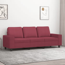 Vidaxl - Divano a 3 Posti Rosso Vino 180 cm in Tessuto 14918