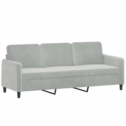 vidaXL Divano a 3 Posti Grigio Chiaro 180 cm in Velluto - Vista aggiuntiva 2