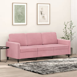 vidaXL Divano a 3 Posti rosa 180 cm in Velluto