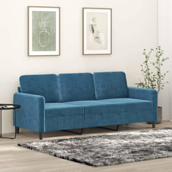 vidaXL Divano a 3 Posti Blu 180 cm in Velluto
