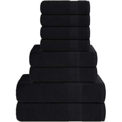 Set Asciugamani 8 pz Neri 360 gsm 100% Cotone Vidaxl 5442