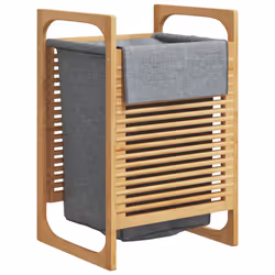 Cesto per il Bucato con Borsa Grigia 32x30x36,5 cm in Bambùcod mxl 83968 - Vista aggiuntiva 2