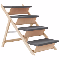 Scala per Cani Grigia 105x47 cm in Legno Massello di Abetecod mxl 107788 - Vista aggiuntiva 2