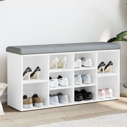 vidaXL Panca Scarpiera Bianca 102x32x50 cm in Legno Massello di Argilla