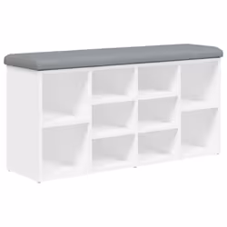 vidaXL Panca Scarpiera Bianca 102x32x50 cm in Legno Massello di Argilla - Vista aggiuntiva 2