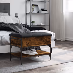 Panca Porta Scarpe Rovere Fumo 62x42x45 cm in Legno Multistratocod mxl 109658 - Vista aggiuntiva 3