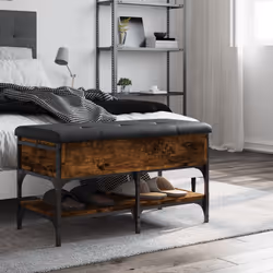 Panca Porta Scarpe Rovere Fumo 82x42x45 cm in Legno Multistratocod mxl 109660 - Vista aggiuntiva 3
