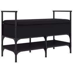 Panca Portaoggetti Nera 85,5x42x57,5 cm in Legno Multistratocod mxl 133643 - Vista aggiuntiva 2