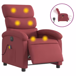 Poltrona Massaggiante Reclinabile Elettrica Rosso Vino Tessutocod mxl 84914 - Vista aggiuntiva 2