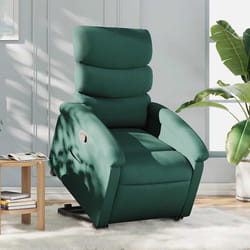 vidaXL Poltrona Alzapersona Reclinabile Verde Scuro in Tessuto