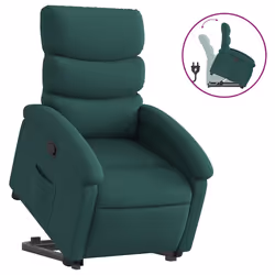 vidaXL Poltrona Alzapersona Reclinabile Verde Scuro in Tessuto - Vista aggiuntiva 2