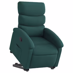 vidaXL Poltrona Alzapersona Reclinabile Verde Scuro in Tessuto - Vista aggiuntiva 3