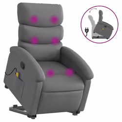 Poltrona Alzapersona Massaggi Reclinabile Grigio Scuro Tessutocod mxl 133081 - Vista aggiuntiva 2