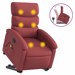 Poltrona Alzapersona Massaggio Reclinabile Rosso Vino Tessutocod mxl 132850 - Vista aggiuntiva 2