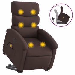 Poltrona Alzapersona Massaggi Reclinabile Marrone Scuro Tessutocod mxl 84917 - Vista aggiuntiva 2