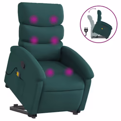 Poltrona Alzapersona Massaggiante Verde Scuro in Tessutocod mxl 108875 - Vista aggiuntiva 2