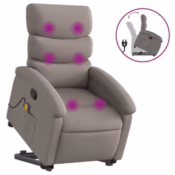 Poltrona Alzapersona Massaggiante Reclinabile Tortora Tessutocod mxl 132839 - Vista aggiuntiva 2