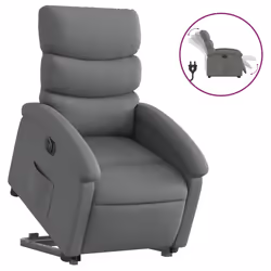 Poltrona Alzapersona Reclinabile Elettrica Grigio Scuro Tessutocod mxl 109231 - Vista aggiuntiva 2