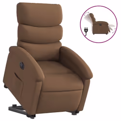 vidaXL Poltrona Alzapersona Reclinabile Elettrica Marrone Tessuto - Vista aggiuntiva 2
