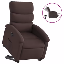 vidaXL Poltrona Alzapersona Reclinante Elettrica Marrone Scuro Tessuto - Vista aggiuntiva 2