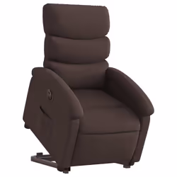 vidaXL Poltrona Alzapersona Reclinante Elettrica Marrone Scuro Tessuto - Vista aggiuntiva 3