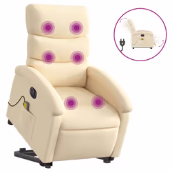 Poltrona Alzapersona Massaggiante Elettrica Crema in Tessutocod mxl 85074 - Vista aggiuntiva 2