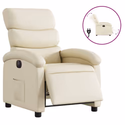 vidaXL Poltrona Reclinabile Elettrica Crema in Similpelle - Vista aggiuntiva 2