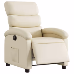 vidaXL Poltrona Reclinabile Elettrica Crema in Similpelle - Vista aggiuntiva 3
