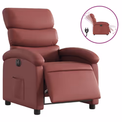 vidaXL Poltrona Reclinabile Elettrica Rosso Vino in Similpelle - Vista aggiuntiva 2