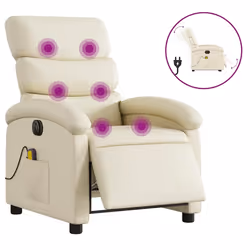 Poltrona Massaggiante Elettrica Reclinabile Crema Similpellecod mxl 115851 - Vista aggiuntiva 2