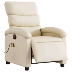Poltrona Massaggiante Elettrica Reclinabile Crema Similpellecod mxl 115851 - Vista aggiuntiva 3