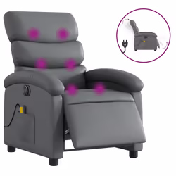 Poltrona Massaggiante Elettrica Reclinabile Grigio Similpellecod mxl 115858 - Vista aggiuntiva 2