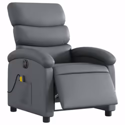 Poltrona Massaggiante Elettrica Reclinabile Grigio Similpellecod mxl 115858 - Vista aggiuntiva 3