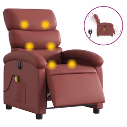 Poltrona Massaggiante Reclinabile Rosso Vino in Similpellecod mxl 91863 - Vista aggiuntiva 2