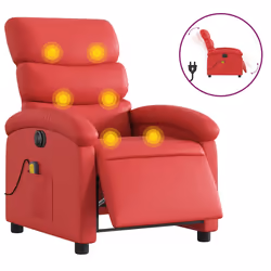 Poltrona Massaggio Elettrica Reclinabile Rosso Similpellecod mxl 133017 - Vista aggiuntiva 2