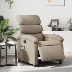 Poltrona Reclinabile Massaggio Elettrica Cappuccino Similpelle vidaXL82891