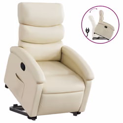 Poltrona Alzapersona Reclinabile Crema in Similpellecod mxl 113667 - Vista aggiuntiva 2