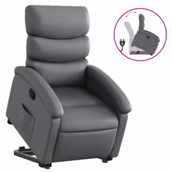 Poltrona Alzapersona Reclinabile Grigio in Similpellecod mxl 116429 - Vista aggiuntiva 2