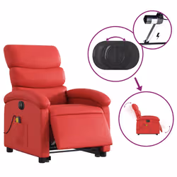 VidaXL 3204066 sedia massaggiante elettrica Rosso Ecopelle - Vista aggiuntiva 6