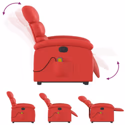 VidaXL 3204066 sedia massaggiante elettrica Rosso Ecopelle - Vista aggiuntiva 7