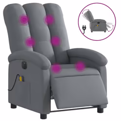 Poltrona Reclinabile Massaggio Elettrica Grigio Scuro Tessutocod mxl 109243 - Vista aggiuntiva 2
