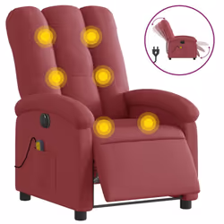 Poltrona Massaggiante Reclinabile Elettrica Rosso Vino Tessutocod mxl 109028 - Vista aggiuntiva 2